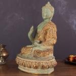 Pure Brass Buddha Statue with Engraved Life Story | 15" Height | Green Sandatine Finish | Sacred Narrative Art | Premium Collection | Jaipurio